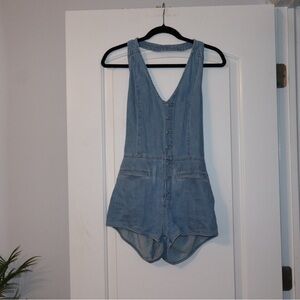 Free People Light Blue Denim Romper